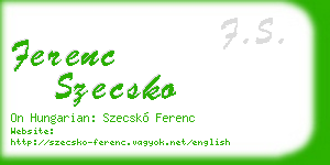 ferenc szecsko business card